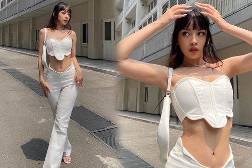 Chi Pu diện cây đồ trắng khoe body nuột nà, để tóc mái ngang xinh như búp bê