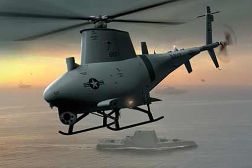 'Chim lửa' MQ-8B Hải quân Mỹ phối hợp với khu trục hạm tàng hình