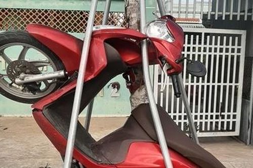 Xe máy 'leo cây', nữ tài xế nhập viện cấp cứu