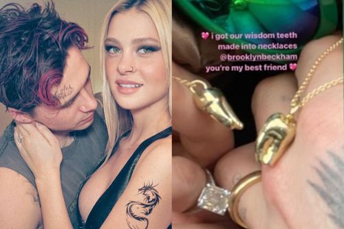 Nicola Peltz tặng Brooklyn Beckham dây chuyền vàng hình răng khôn