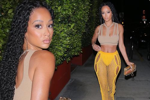 Draya Michele mặc váy lưới xuyên thấu, lộ nội y và vòng ba phản cảm