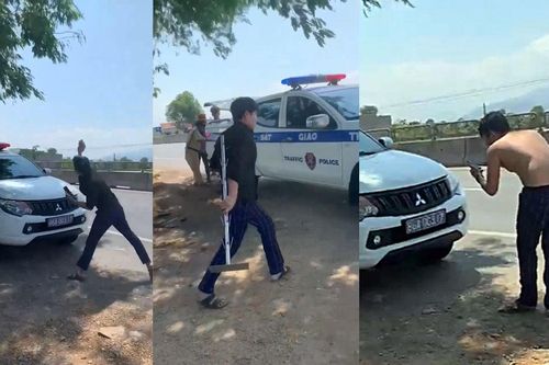 Bị kiểm tra vi phạm tốc độ, tài xế la hét, ném thanh long vào xe CSGT