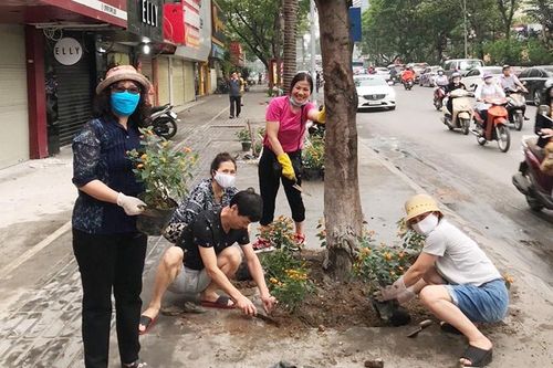 Phụ nữ quận Đống Đa tích cực hưởng ứng cuộc thi 'Đoạn đường/tuyến phố treo cây, nở hoa'