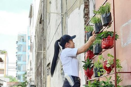 Phụ nữ phường Hiệp Tân tạo mảng xanh công cộng từ rác tái chế