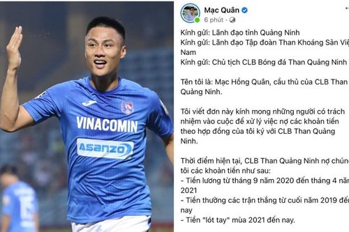 Mạc Hồng Quân và các cầu thủ Quảng Ninh tuyên bố nghỉ V-League nếu còn nợ tiền