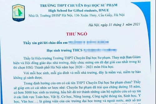 Thư của hiệu trưởng trường chuyên gửi học sinh giỏi