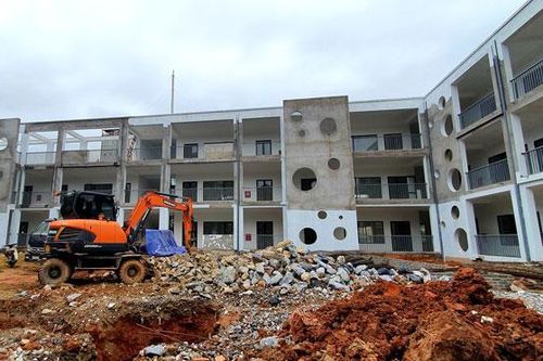 Trường Mầm non Phan Đình Phùng thi công đạt trên 80% khối lượng