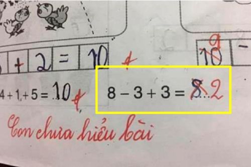 Tranh cãi 'nảy lửa' xoay quanh bài toán tiểu học: '8-3+3=?'
