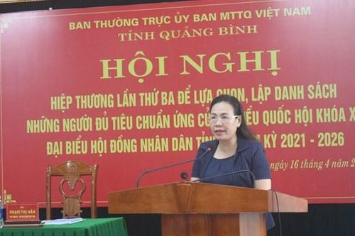Quảng Bình có 8 người ứng cử đại biểu Quốc hội khóa XV