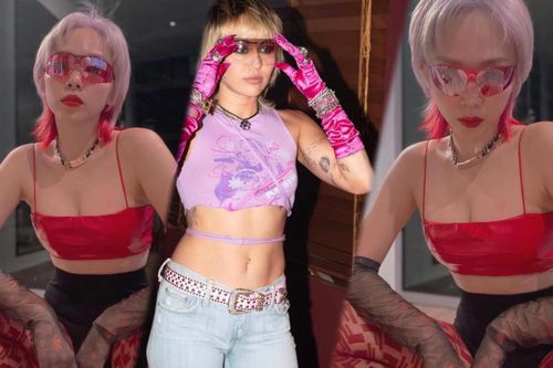 Tóc Tiên với tạo hình trang phục đỏ rực & nổi loạn giống style của Miley Cyrus