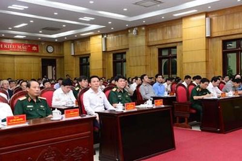 Đại tướng Lương Cường dự hội nghị gặp gỡ và triển khai công tác tiếp xúc cử tri, vận động bầu cử tỉnh Thanh Hóa