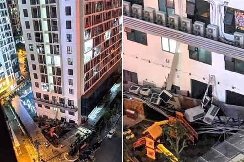 Giàn điều hòa khổng lồ ở chung cư Hà Nội đổ sập xuống sân chơi trẻ em