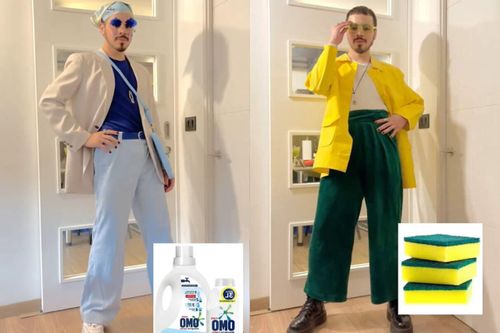 Nhà thiết kế mặc đồ giống miếng rửa bát, nước giặt