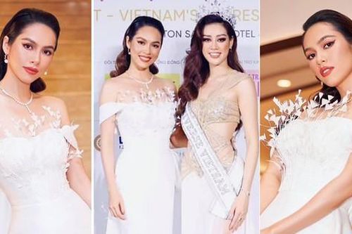 Á hậu Hoàng My diện váy lông vũ trắng đẹp tựa 'thiên nga', đọ sắc Hoa hậu Khánh Vân