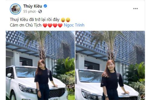 Thúy Kiều khoe dáng bên 'xế hộp' bạc tỉ được Ngọc Trinh tặng, thần thái chẳng kém 'chủ tịch'