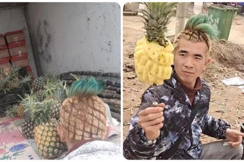Cắt tóc kiểu trái dứa, nam thanh niên bán hàng 'đắt như tôm tươi'
