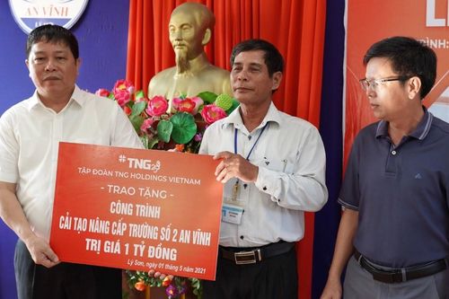 TNG Holdings Việt Nam tài trợ một tỷ đồng nâng cấp trường học hư hỏng do bão trên đảo Lý Sơn