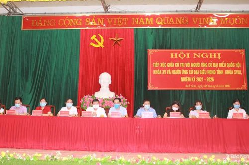 Các ứng viên đại biểu Quốc hội và đại biểu HĐND tỉnh tiếp xúc cử tri huyện Anh Sơn