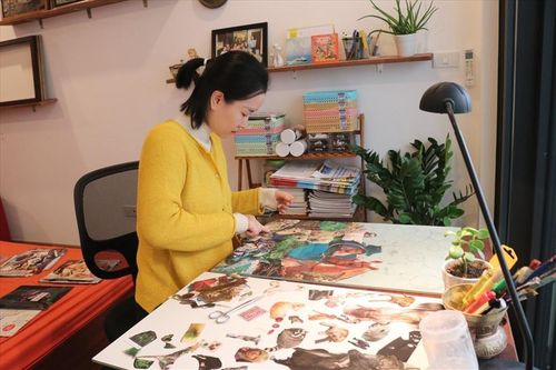 Cô giáo biến giấy vụn thành tranh dạy học ở Hà Nội