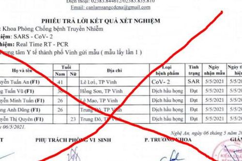 Nhà chức trách Nghệ An vào cuộc vụ làm giả phiếu xét nghiệm ca dương tính