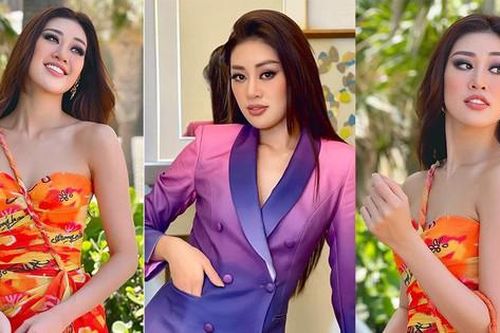 Sử dụng váy áo thông minh, Khánh Vân được nhà tài trợ Miss Universe khen trên livestream