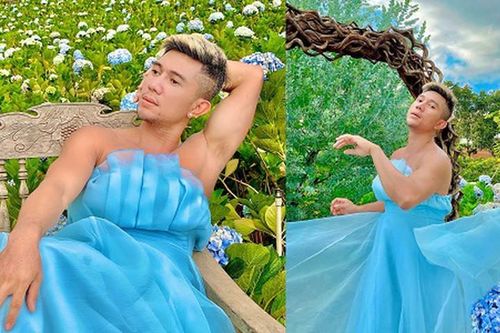 Lương Bằng Quang diện váy lố lăng 'phá nát' khung cảnh hoa lãng mạn