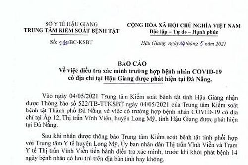 Trước khi xét nghiệm dương tính với SARS-COV-2, bệnh nhân BN2989 từng đến Kiên Giang