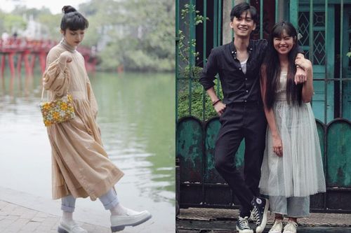 Mốt mặc váy lồng ngoài quần độc đáo