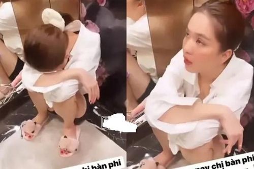 Ngọc Trinh nhậu nhẹt say khướt, bò lết trong thang máy