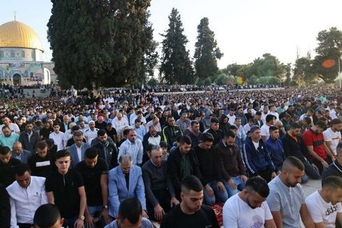 Giữa bom đạn, người Hồi giáo Palestine vẫn tập trung cầu nguyện tại thánh đường ở Jerusalem