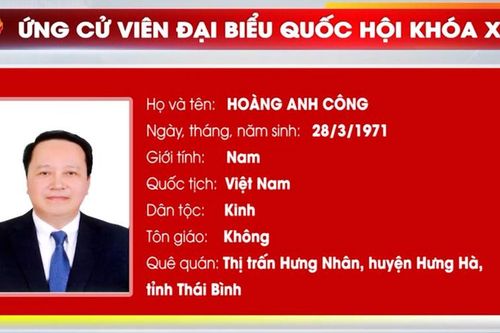 Ứng cử viên Hoàng Anh Công, Phó Trưởng Ban Dân nguyện thuộc Ủy ban Thường vụ Quốc hội