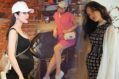 Phanh Lee nhập cuộc mẹ bầu ăn diện xì tin, style hường phấn, tay xách túi hiệu
