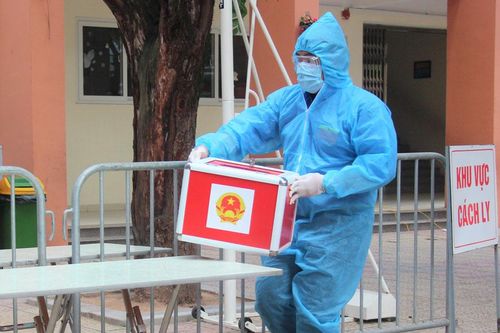 Diễn tập phòng, chống dịch Covid-19 trong ngày bầu cử ở phường Phúc Xá (Ba Đình)