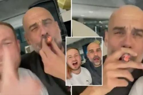 Pep Guardiola hút xì gà, hát mừng Man City vô địch Premier League