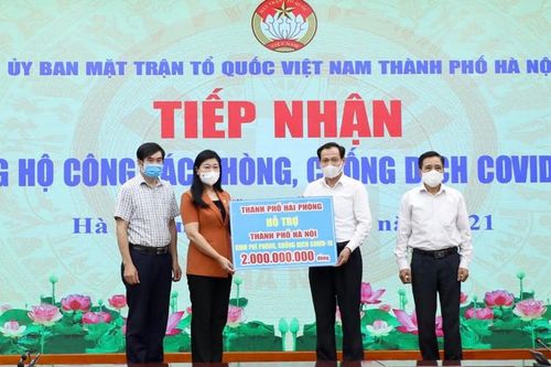 TP Hải Phòng ủng hộ Hà Nội hai tỷ đồng để phòng, chống dịch Covid-19