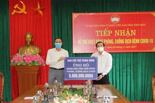 Ủy ban Trung ương MTTQ Việt Nam ủng hộ Vĩnh Phúc 5 tỷ đồng để phòng chống dịch