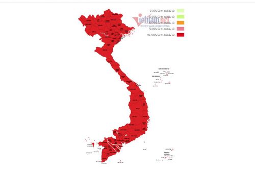 Chi tiết về số lượng cử tri của 63 tỉnh thành đã bỏ phiếu bầu cử
