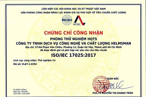 Phòng thử nghiệm HQTS Việt Nam được nhận chứng chỉ ISO17025