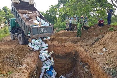 Quảng Bình: Tiêu hủy gần 2 tấn thực phẩm đông lạnh các loại