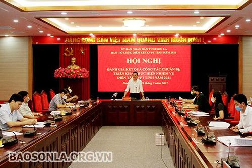 Hội nghị đánh giá kết quả công tác chuẩn bị diễn tập KVPT tỉnh năm 2021