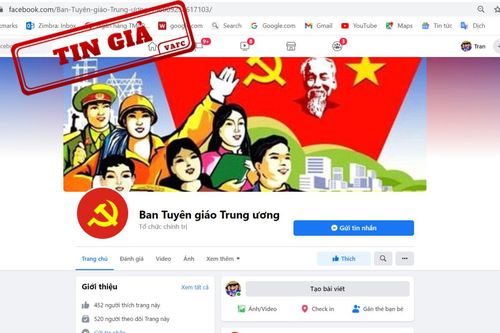 Xuất hiện fanpage giả mạo trang của Ban Tuyên giáo Trung ương