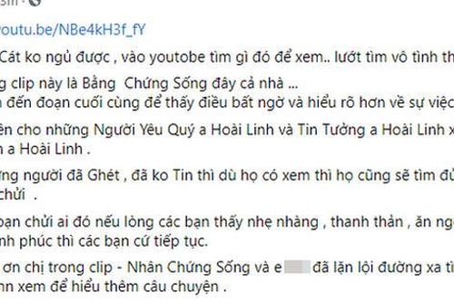 Cát Phượng chia sẻ clip bằng chứng liên quan tới vụ lùm xùm của Hoài Linh: 'Đã không tin thì dù họ có xem thì họ cũng sẽ tìm đủ mọi cách để chửi'