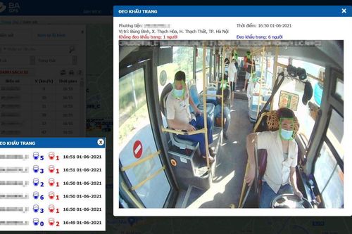 Dùng camera lắp trên xe khách để phát hiện người không đeo khẩu trang