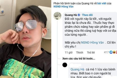 Ca sĩ Quang Hà hứng chịu làn sóng chỉ trích khi lên tiếng bênh vực NSND Hồng Vân