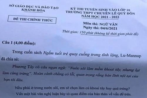 Tranh cãi xung quanh đề thi Ngữ văn vào 10: 'Nếu phải ở trong nước sôi…'