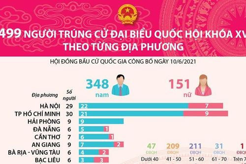 499 người trúng cử Đại biểu Quốc hội khóa XV theo từng địa phương