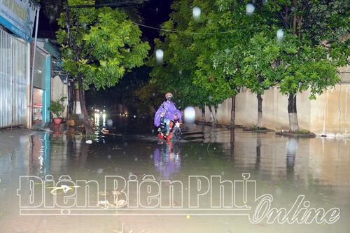 Mưa lớn, khu vực Sân vận động tỉnh ngập trong nước