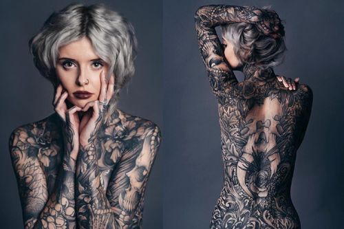 Cô gái xăm kín 90% cơ thể