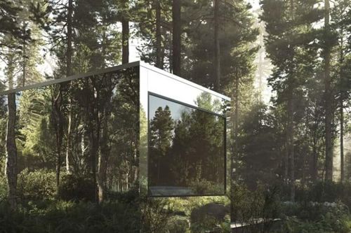 Những ngôi nhà cabin phản chiếu hòa vào cảnh quan khu rừng ở Canada
