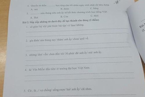 Bài thi năng lực tiếng Việt ở Nhật toàn ngữ pháp khó, đến người Việt cũng xin bó tay